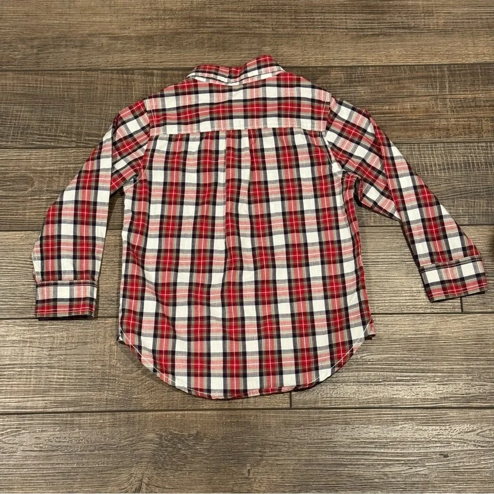 Baby Gap Red Plaid Button Up Long Sleeve Dress Shirt Toddler Boys Size 4 Years